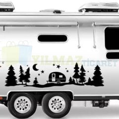 Ağaç Yıldız Orman Manzara Kamp Karavan Çekme Oto Sticker Etiket Yapıştırma
