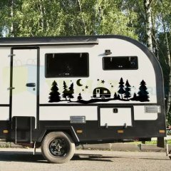 Ağaç Yıldız Orman Manzara Kamp Karavan Çekme Oto Sticker Etiket Yapıştırma