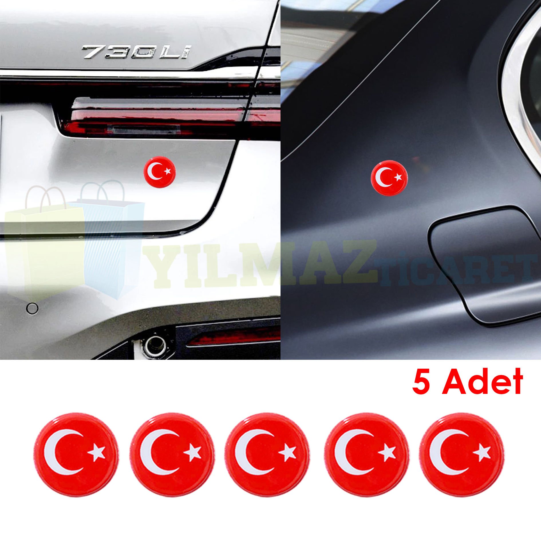 Türk Bayrağı Yan Çamurluk Bagaj Etiket Tampon Kaput Damla Etiket Oto Sticker Etiket 5 Adet