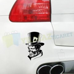 İskambil Kart Joker İskelet Kafatası Poker Oto Sticker Etiket