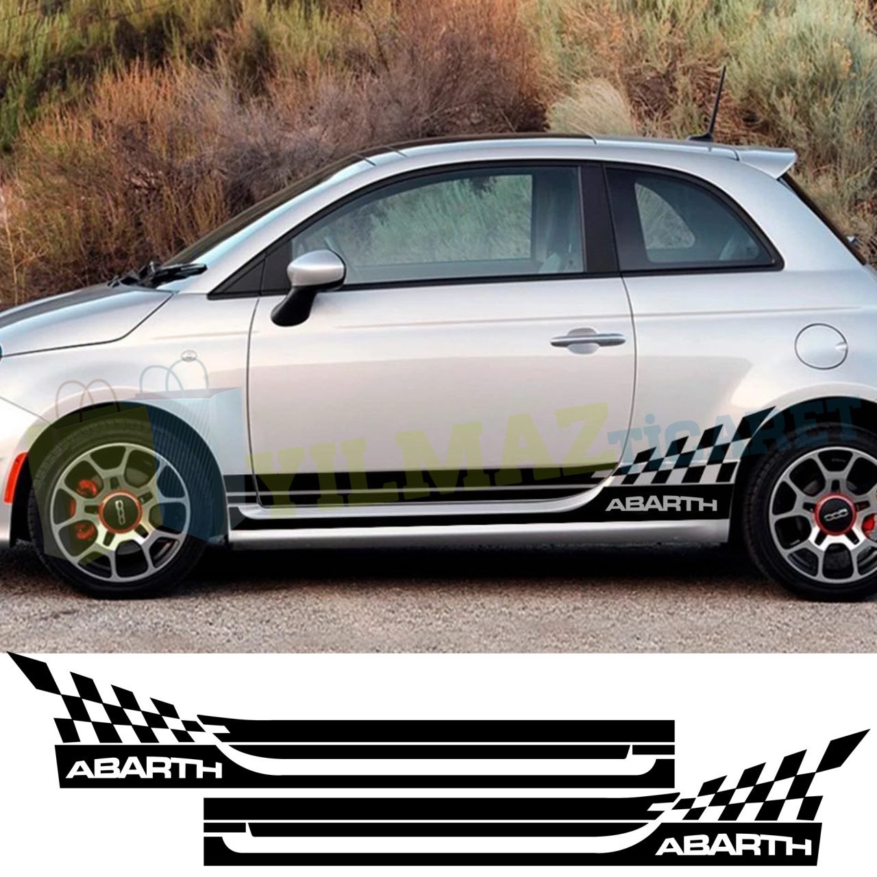 Fiat Abarth Yan Kapı Altı Marşpiyel Oto Sticker Yapıştırma 1 Çift Kaliteli Folyo