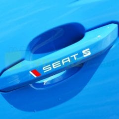 Seat Logo Kapı Kolu Jant Tampon Oto Sticker Yapıştırma Etiket Çıkartma 4 Adet 13 x 1,5 Cm Kaliteli
