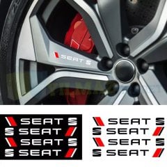 Seat Logo Kapı Kolu Jant Tampon Oto Sticker Yapıştırma Etiket Çıkartma 4 Adet 13 x 1,5 Cm Kaliteli