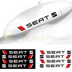 Seat Logo Kapı Kolu Jant Tampon Oto Sticker Yapıştırma Etiket Çıkartma 4 Adet 13 x 1,5 Cm Kaliteli