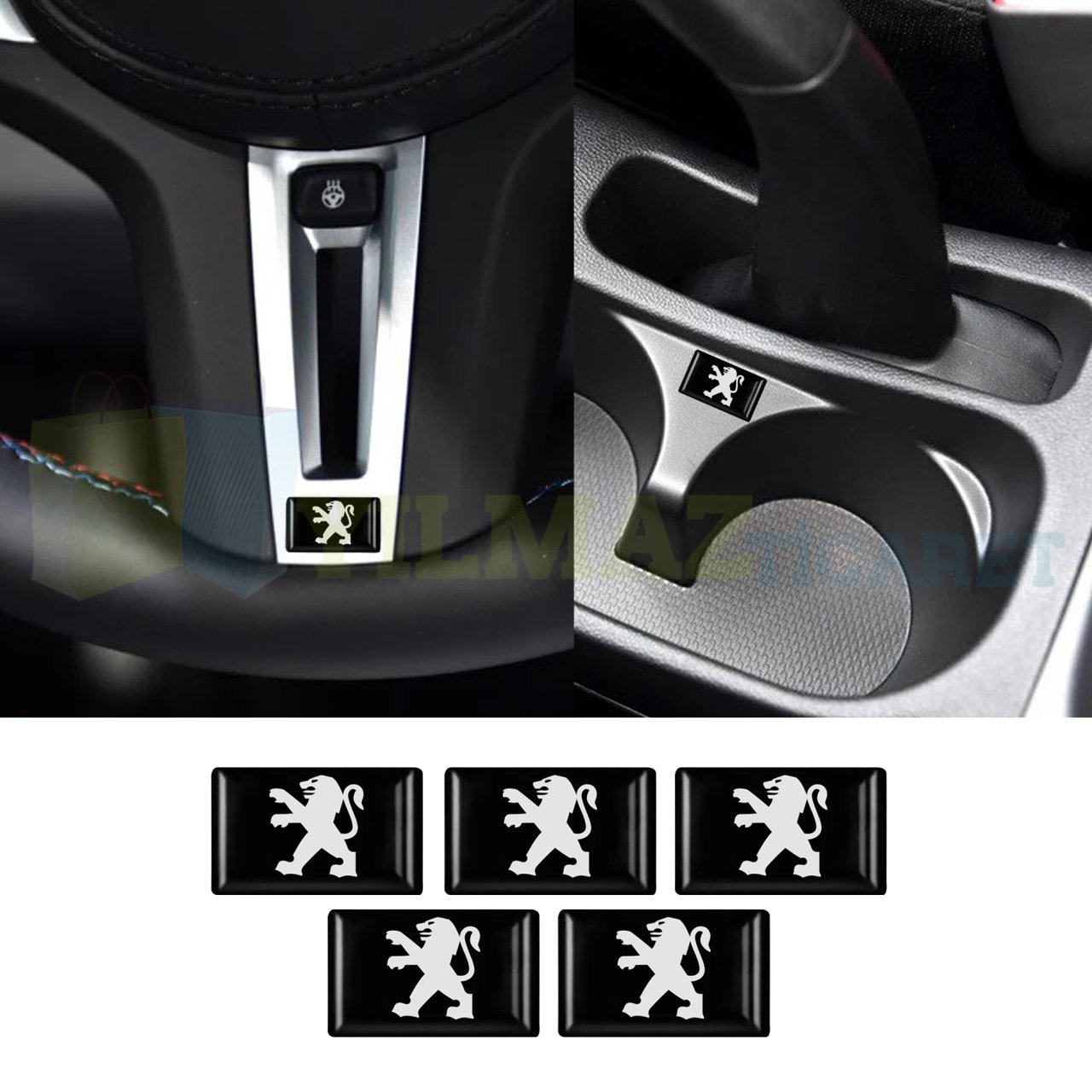 Peugeot Logo Direksiyon Jant Vites Torpido Damla Oto Sticker Etiket Çıkartma 5 Adet