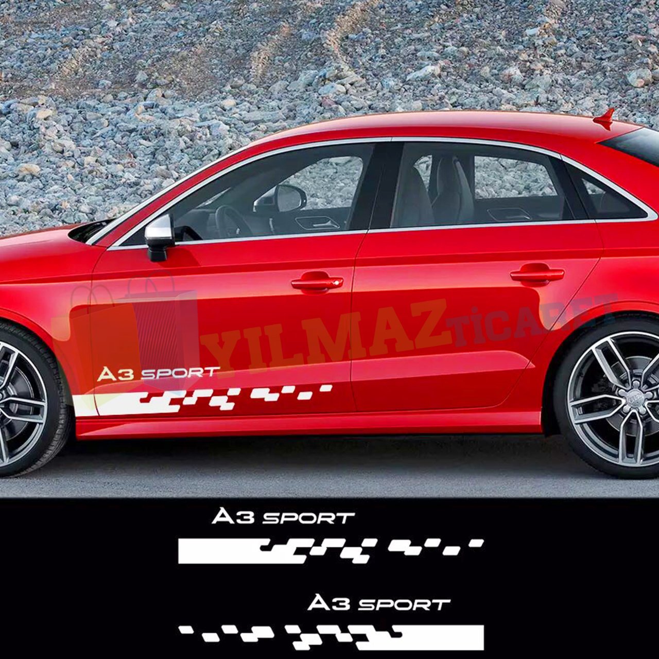 Audi Sport A3 A4 A5 A6 A7 A8 Yan Şerit Kapı Altı Oto Sticker 2 Ad