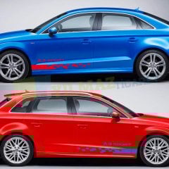 Audi Sport A3 A4 A5 A6 A7 A8 Yan Şerit Kapı Altı Oto Sticker 2 Ad