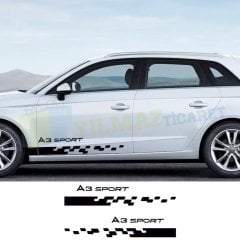 Audi Sport A3 A4 A5 A6 A7 A8 Yan Şerit Kapı Altı Oto Sticker 2 Ad