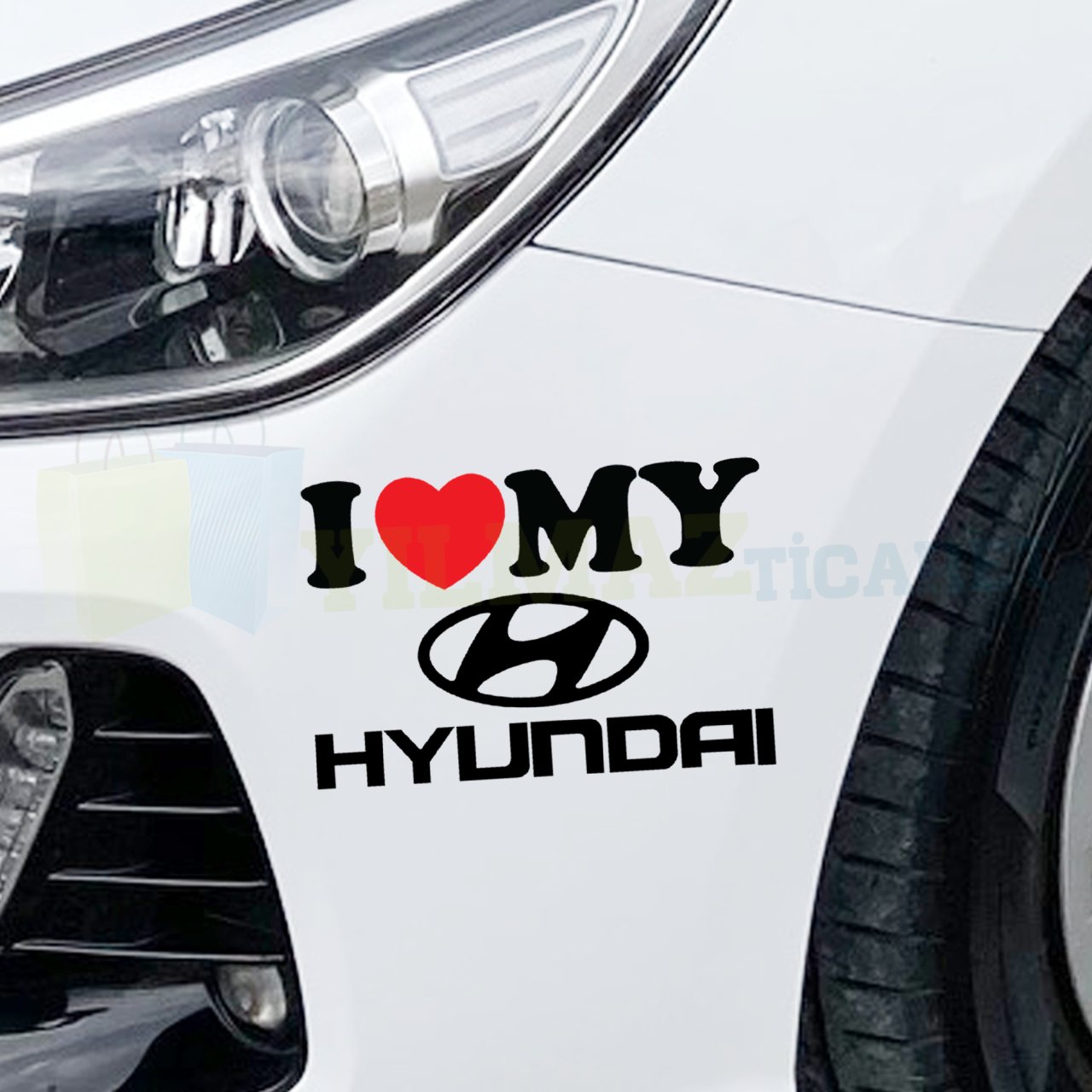 I Love My Hyundai Logo Oto Sticker Tampon Araba Yapıştırma Etiket
