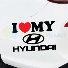 I Love My Hyundai Logo Oto Sticker Tampon Araba Yapıştırma Etiket